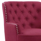 Moser Bay Mignon Fauteuil d'appoint à oreilles capitonné large de 76 cm en velours et lin