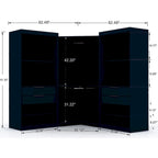 Mulberry 2.0 Semi-ouvert 3 sections Moderne 4 tiroirs Armoire d'angle Ensemble de 3