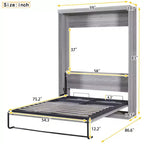 Lit escamotable mural pleine grandeur/taille double, lit en armoire en bois, gris