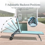 Chaise longue – Lot de 2, chaises longues avec roulettes, chaises longues avec 5 positions réglables, chaises de piscine (2 chaises longues)