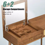 Coiffeuse GDFStudio Vita en bois classique avec miroir escamotable, 3 tiroirs de rangement et tabouret rembourré