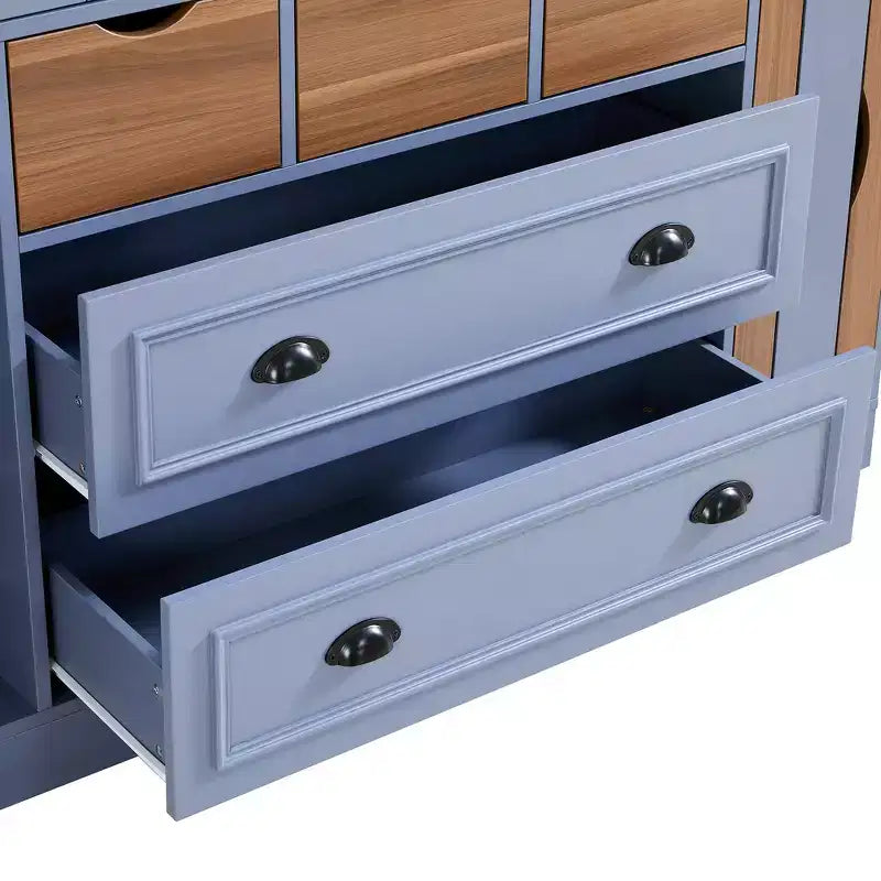 Armoire de cuisine autoportante haute Whisen 71, grand buffet de rangement pour salle à manger avec 4 portes pliantes, étagères et casiers à vin