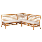 Banquette d'angle Capella Modern Bohemian Honey Rattan 3 pièces pour coin repas