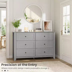 Commode à 6 tiroirs pour chambre à coucher, grande commode avec tiroirs profonds et poignées en métal, commodes modernes en bois pour entrée, couloir