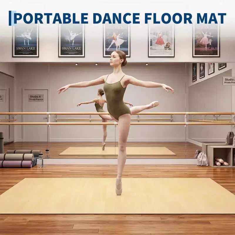 Tapis de danse portable en PVC 4x6, tapis de danse antidérapant et résistant aux rayures de 5 mm d'épaisseur pour ballet, jazz, claquettes, yoga, pilates et exercices à domicile