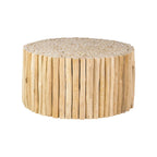 Table basse en teck massif marron naturel rond en forme de fagot de branches par East at Main