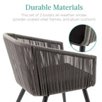 Lot de 2 chaises de salle à manger d'extérieur Best Choice Products, en osier tressé, capacité de 113 kg