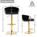 Lot de 4 tabourets de bar réglables en hauteur pivotants en velours tissé