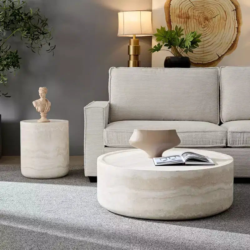 Table Basse Ronde Motif MARS Faux Table de Cocktail Table Centrale Table d'Appoint Table de Chevet - ModernLuxe
