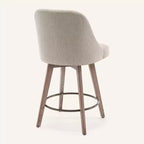 Lot de 4 tabourets de bar pivotants à hauteur de comptoir Bekrvio 26 po avec dossiers et pieds en bois, tabourets de bar rembourrés en tissu lin/similicuir pour îlot de cuisine