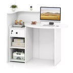 Costway Comptoir de Réception Bureau de Caisse avec Étagère Ouverte et Tiroir Verrouillable Blanc/Marron/Noir