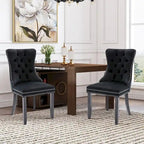 Ensemble de 6 chaises de salle à manger, chaises de cuisine de luxe en velours rembourré avec assise et dossier matelassés et pieds en bois massif - N/A