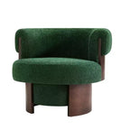 Fauteuil tonneau pivotant à 360° Whisen avec design sculptural en bois cintré, structure en bois massif, 32 po de largeur, polyvalent pour le salon et la chambre à coucher