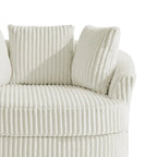 Lot de 2 fauteuils pivotants ronds surdimensionnés en velours côtelé moelleux de 43 po de large avec oreillers