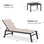 PURPLE LEAF Ensemble de 2 chaises longues de jardin, transats d'extérieur avec cadre en aluminium