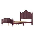 Cadre de lit plateforme Queen vintage - Pin massif, tête de lit en MDF, pas besoin de sommier