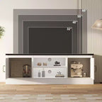 Meuble TV moderne pour téléviseurs de 65 pouces, meuble de rangement rustique avec grands placards, console multimédia pour salon et bureau