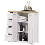 Meuble bas de salle de bain HOMCOM avec étagère réglable, meuble de rangement de salle de bain autoportant avec 4 tiroirs et 2 portes, blanc