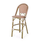 sumyeg Lot de 2 tabourets de bar de bistrot français d'extérieur 29,5, rotin PE en osier avec cadre en aluminium, finition aspect bambou, rouge rouille et blanc