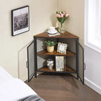 Table d'angle Javlergo, étagère de rangement moderne triangulaire à 3 niveaux avec 2 portes pour salon, chambre et bureau