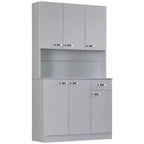 71 Armoire de cuisine, armoire de rangement haute avec support pour micro-ondes, buffet de cuisine moderne, 3 étagères réglables pour salon, salle à manger