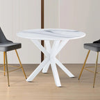 Table de salle à manger ronde minimaliste moderne avec plateau en MDF et pieds en métal