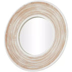 Miroir mural en bois 35x35 avec effet blanchi crème - Olivia & May : Aucun assemblage, cadre en MDF, usage intérieur