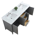 Meuble-lavabo de salle de bain Vanity Art 72 po à double vasque avec dessus en marbre reconstitué