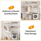 Étagère au-dessus du Lave-linge, Étagère de Rangement pour Sèche-linge à 5 Niveaux avec Hauteur Réglable, Étagère de Salle de Bain, Rangement Gain de Place pour Salle de Bain, Buanderie