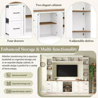 Meuble TV mural 4-en-1 ModernLuxe de style campagnard, convient aux téléviseurs jusqu'à 70 pouces, meuble TV console multimédia avec étagères réglables et tiroirs
