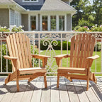 Lot de 2 chaises Adirondack pliables en bois avec dossier, chaise de patio en bois pour jardin et arrière-cour
