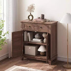 Armoire de rangement rustique 80 cm, avec portes à lattes, 3 niveaux réglables, casier à double porte, pour cuisine, salle à manger et bureau à domicile
