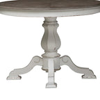 Table à dîner ronde sur pied Magnolia Manor avec rallonges escamotables - 2 finitions