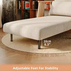 Fauteuil convertible en tissu ATJafurn, fauteuil futon d'appoint avec structure en bois massif, chaise longue lit pour chambre ou salon, beige