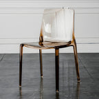 Chaise de salle à manger sans accoudoirs à dossier bas en acrylique ambre