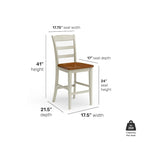 Ensemble îlot de cuisine 3 pièces Homestyles Monarch en bois blanc cassé avec plateau en bois à abattant - 48 x 25 x 36