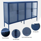Meuble élégant à 4 portes en verre trempé, 4 portes en verre, étagère réglable
