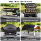 Îlot de cuisine d'extérieur FAMYYT de 198,9 cm avec comptoir en acier inoxydable, station de barbecue pliable et armoires de rangement, Bleu Gris