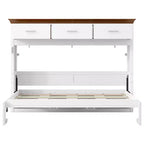 Lit escamotable double avec 3 tiroirs, armoire murale pliable, blanc