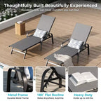 Lot de 2 Chaises Longues de Jardin, Chaises Inclinables Réglables sur 5 Positions avec Tissu Textilène, Transats de Piscine pour Jardin et Balcon
