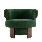 Fauteuil tonneau pivotant à 360° Whisen avec design sculptural en bois cintré, structure en bois massif, 32 po de largeur, polyvalent pour le salon et la chambre à coucher