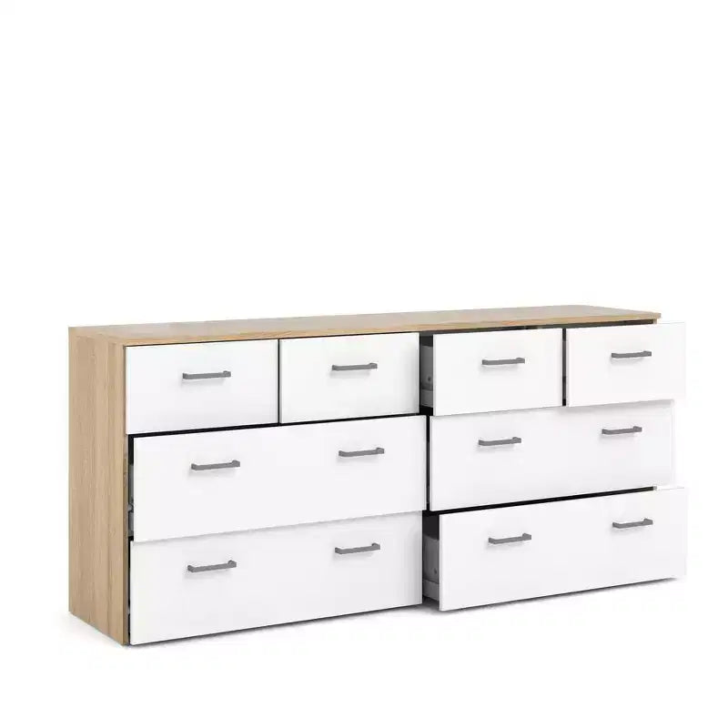Tvilum, Commode double à 8 tiroirs chêne structure/blanc