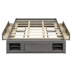 Cadre de lit plateforme Whisen Queen avec 4 tiroirs de rangement et rangement dans le pied de lit