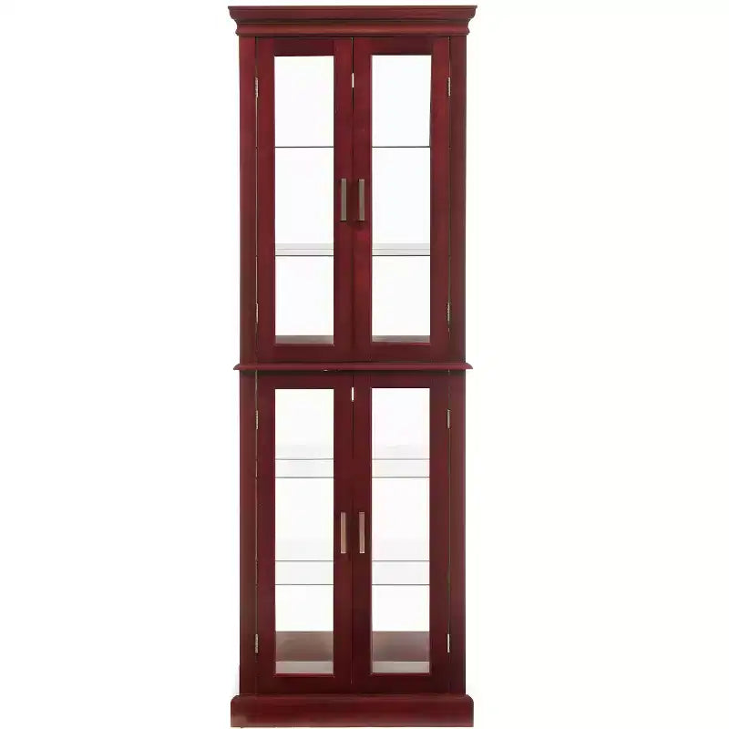 Vitrine, meuble vitrine avec 6 étagères réglables et portes en verre trempé, meuble haut pour salon, chambre à coucher
