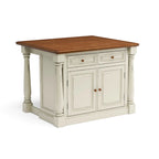 Ensemble îlot de cuisine 3 pièces Homestyles Monarch en bois blanc cassé avec plateau en bois à abattant - 48 x 25 x 36