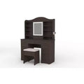 Coiffeuse 10 tiroirs avec miroir, finition noyer avec 10 étagères et tabouret, pour chambre à coucher, montage facile