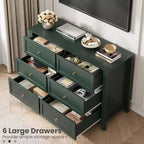 Commode à 6 tiroirs pour chambre à coucher, grande commode avec tiroirs profonds et poignées en métal, commodes modernes en bois pour entrée, couloir