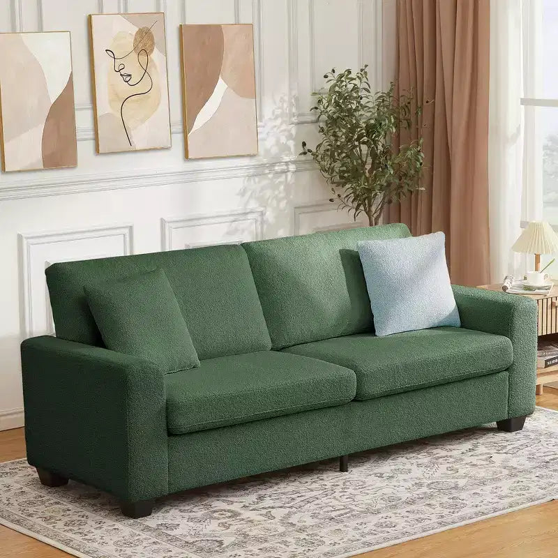 Canapé moderne 3 places de 83 po avec assise profonde, tissu doux, accoudoirs larges, housse de coussin amovible et lavable