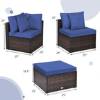 Ensemble de meubles de patio en rotin 4 pièces avec coussins et oreillers amovibles – Canapé d'angle : 73,7 x 73,7 x 63,5 cm