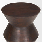 Table d'appoint bohème en manguier avec motifs géométriques | Brun foncé